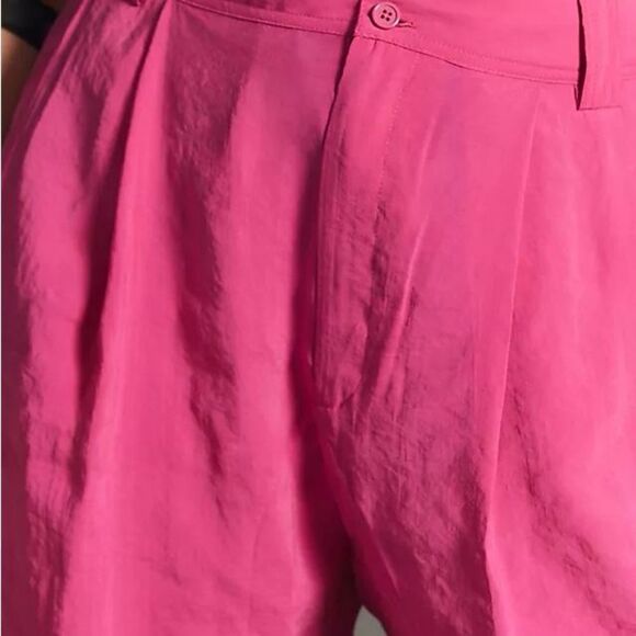 By Anthropologie | Cropped Pleated Trousers Pink Pants - Picture 9 of 11